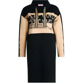 Jerseykleid BETTY BARCLAY "Jerseykleid langarm", Damen, Gr. 42, EURO, bunt (patch beige, schwarz), Obermaterial: 58% Baumwolle CO. 38% Polyester PES. 4% Elasthan EL., Kleider Jerseykleid