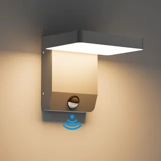 K-Bright 20W Aussenleuchte Mit Bewegungsmelder Dunkelgrau | 3000K Warmes Licht aussenlampe mit bewegungsmelder, IP65 Waterproof Wandleuchte für Balkon, Garten, Garage, Wege und Haustür