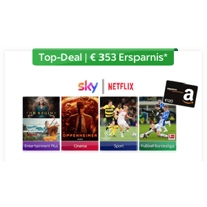 Sky Top Deal &#8211; Komplettpaket (inkl. Netflix) + 120 € Amazon Gutschein um 40 € statt 67 € / Monat!