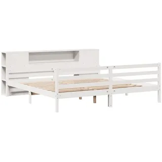 vidaXL Massivholzbett mit Regal ohne Matratze Weiß 200x200 cm Kiefer