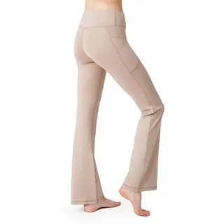LOS OJOS Damen Bootcut Leggings, Beige, XS EU