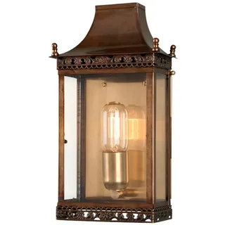 Licht-Erlebnisse MARTHA Außen Wandleuchte Echt-Messing IP44 Vintage 1-flammig