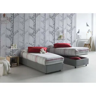 Talamo Italia - Einzelbett Asia, Bettkasten mit Stoffbezug, 100 % Made in Italy, Öffnung vorne, geeignet für Matratze 80x190 cm, Grau