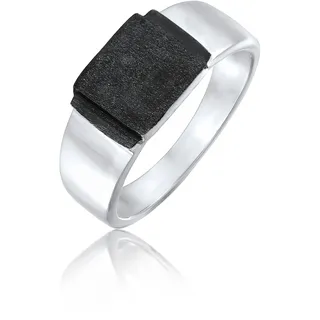 Siegelring KUZZOI "Ring Herren Siegelring Modern 925 Silber" Gr. 64, schwarz, Fingerringe, Herren, 64, ohne Stein, Silber 925 (Sterlingsilber), 12mm, Siegelring