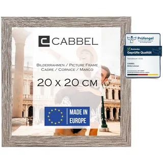 CABBEL Bilderrahmen 20x20 cm, Eiche Dunkel, stabiles MDF-Holz Rahmen, bruchsicherem Plexi-Glas, zum Aufhängen & Aufstellen, ideal für Fotos/Bilder/Collage