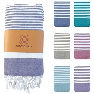 MOMOMUS Fouta XXL oder Dünne Picknickdecke Groß für Strand - Mit Fransen, Gestreift, ohne Sand - Stranddecke XXL, Strandmatte Sandfrei und Picnic Blanket - Violett, 210x240 cm