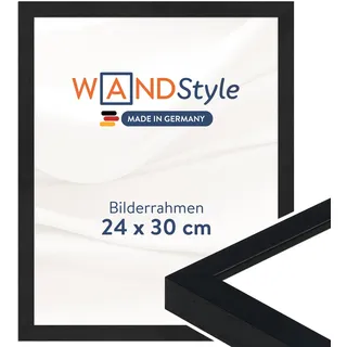 WANDStyle Bilderrahmen 24x30 Schwarz, gemasert, moderner Bilderrahmen Holz, hochwertiger Holzbilderrahmen, Posterrahmen zum Aufhängen, Rahmen 30x24 cm, Fotorahmen H950 - Made in Germany