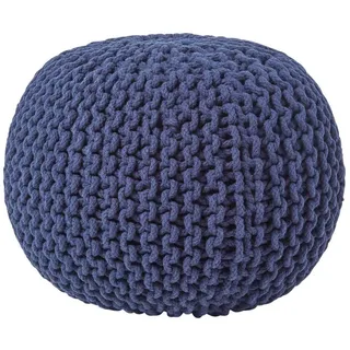 Homescapes Strick-Pouf Textil 40 x 35 x 40 cm Dunkelblau