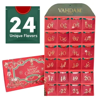 VAHDAM, Tee Adventskalender 2024 | Limitiertes Auflage Faltgeschenkset | 24 Einzigartige Lose Blatttees | Adventskalender 2024 | Weihnachtsgeschenkset Für Frauen & Männer-Loose