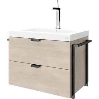 Playboy Waschtisch »Janice«, BxHxT: 82 x 53,5 x 50 cm, weiß matt/wildeiche/schwarz - bunt