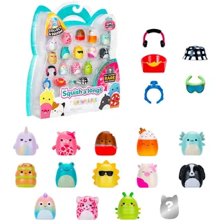 squish-a-longs SQAL0031-14er Pack, enthält 14x 2,5 cm Mini-Squish mit 4X Accessoires, 1x Ring und 1x Collectors Guide (Welle 3, Stil 1)- Sammeln, Tauschen und Spielen