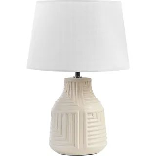 BELIANI Tischlampe Beige Keramiksockel Stoffschirm strukturierte Basis Nachttischlampe Schreibtischlampe Klassisches Design - Beige, Weiß