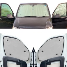 Fensterrollo-Set Kombatibel Mit VW T5 Transporter (2003-2010)(Frontset) Rückseite einfärben Hellgrau, Reversibel und Thermisch