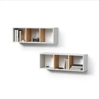 livinity® Wandregal 90 x 30 cm Weiß/Goldkraft Eiche