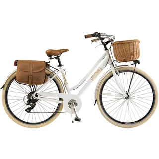 Via Veneto by Canellini Fahrrad Citybike Frau Aluminium mit Korb und Tasche - Weiß 50 - Weiß