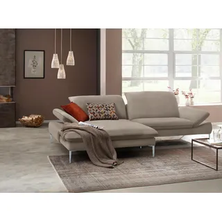 W.Schillig Ecksofa »enjoy&MORE, mit tollem Sitzkomfort, elegant und bequem, L-Form« mit Sitztiefenverstellung, Füße silber matt, Breite 294 cm, braun