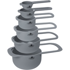 O-ishii MeasureMaster 6-teiliges Messbecher Messlöffel Set aus Kunststoff Measuring Cups für Backen und Kochen