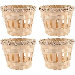 Kichvoe 4Er Set Bambus Lampenschirme 4.13X4.13X3.15 Zoll Rattan Trommellampenschirm Klein FüR Deckenlampen Innenleuchtabdeckung Wohnzimmer Tischlampen