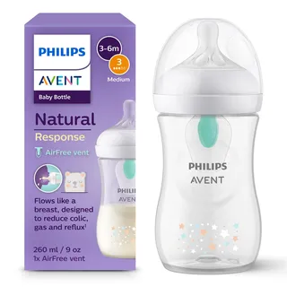 Philips Natural Response - Babyflasche mit Airfree Ventil 260ml, Sauger 3 - SCY673/82