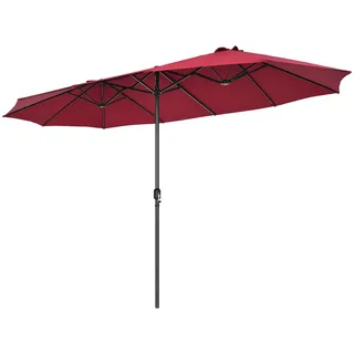 COSTWAY Doppelsonnenschirm 470x280cm, Sonnenschirm Groß XXL, UV Schutz, Gartenschirm Terrassenschirm mit Handkurbel, Marktschirm, Rot - Rot