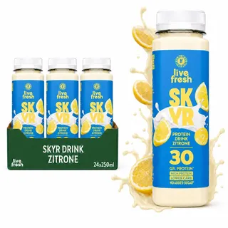 LiveFresh Skyr High Protein Drink - Zitrone Proteinshake Alternative 6,00€ Pfand Getränk 24x250 ml