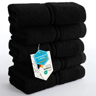 hammetex Handtuchset 30 x 50 cm schwarz 5-tlg.