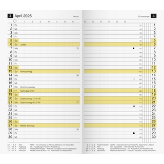 rido/idé Monats-Ersatzkalendarium Modell M-Planer (2025), 2 Seiten = 1 Monat, A6, 32 Seiten, weiß