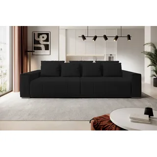 DomoHome MOTTA Bigsofa – Großes Sofa mit Bettfunktion, Liegefläche 175x228cm, 7-Kissen inklusive, KANSAS-Stoffbezug, zwei Bettkästen, Größe: 278x130x83cm, Farbe: Schwarz - Schwarz
