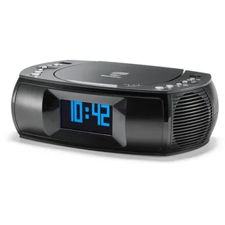 Karcher UR 1309D - Digitaler Radiowecker mit MP3 / CD-Player und DAB plus Radio, Wecker mit zwei einstellbaren Weckzeiten, dimmbares Display, Uhrenradio, USB-Ladefunktion, schwarzes Radio mit Wecker