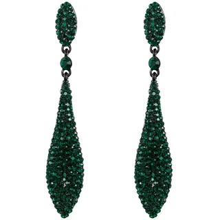 EVER FAITH Damen 2 Blatt glänzend voll Kristall Ohrringe für Damen Party | auffällig Österreichische Ohrstecker für Party Hochzeit glamouröser Look Grün