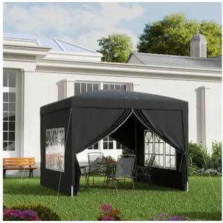 Outsunny Faltpavillon 2,95 x 2,95 m inkl. 4 Seitenteile Schwarz/Weiß