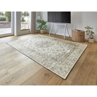 -LUXOR- living Teppich Wohnzimmer Prima im Vintage Design - Wohnzimmerteppich Teppich Kurzflor Digitaldruck in zeitlosem Design Creme 80 x 150 cm