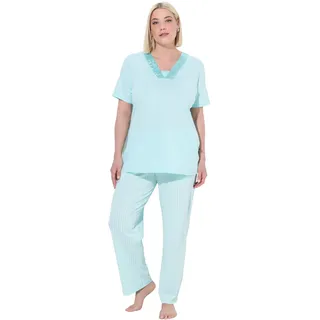 Ulla Popken Damen große Größen Übergrößen Plus Size Pyjama, Satin Detail, Morning Rise