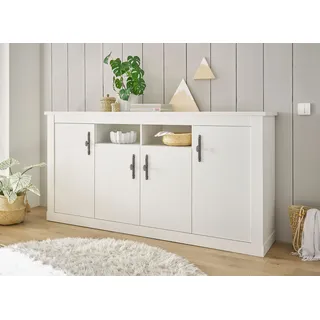 Home affaire Sideboard »RAVENNA« im romantischen Landhausstil, Griffe aus Metall, Breite 201 cm, weiß