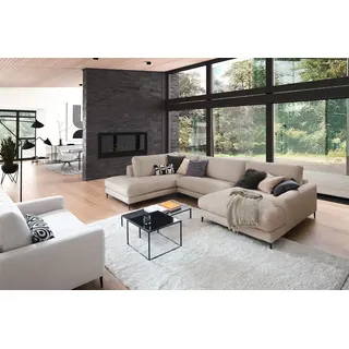 KAWOLA Sofa CARA Wohnlandschaft U-Form Cord taupe Longchair rechts - Taupe