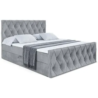 altdecor Boxbett, Fußteil, Topper, Polsterbett mit Bettkasten, Bett mit Stauraum H3-Matratze, Doppelbett, Springboxbett - AMAY - 180x200 cm, Schlafzimmer, Betten, Boxspringbetten