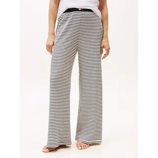 Homewearhose "PRINT RIB PANTS", Damen, Gr. M (38), N-Gr, mini bretton stp des sky, Rippware, Obermaterial: 57% Baumwolle, 38% Polyester, 5% Elasthan, TOMMY HILFIGER UNDERWEAR, geringelt, lang, Hosen Homewearhose, elastischer Bund, geringelt, weites Bein, Rippware