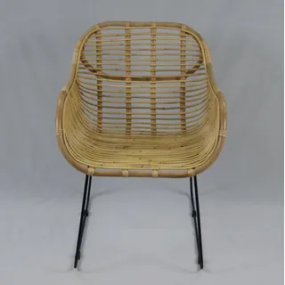 Lycce Rattanstuhl VENUS Korb-Sessel - natur - Retro 50er Lounge Loft Esszimmer Garten Küche Bistro Balkon Terrasse mit Armlehne, Farbe:natur