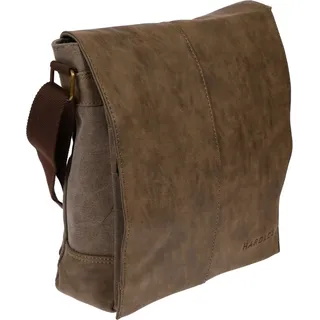 Umhängetasche Damen Herren Tasche Messenger Bag Schultertasche Canvas mit Überschlag - Braun