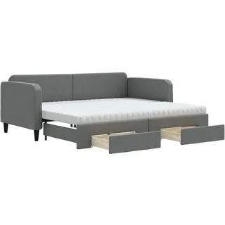 vidaXL Tagesbett Ausziehbar mit Schubladen Dunkelgrau 90x200 cm Stoff - Grau