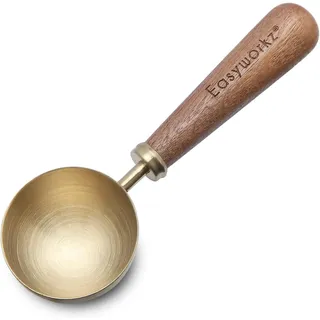 Easyworkz Retro Kaffeelöffel aus Edelstahl mit schwarzem Walnuss-Griff 10 g, Messlöffel, für Kaffeebohnen oder Tee, Gebürstetes Gold