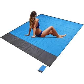 Senders Stranddecke, Picknickdecke, sandfreie Strandmatte, wasserdicht, leicht, 200 x 210 cm, faltbare tragbare Taschendecke, übergroße Picknickdecke, Campingmatte für Outdoor, Garten, Park, Gras, Rei