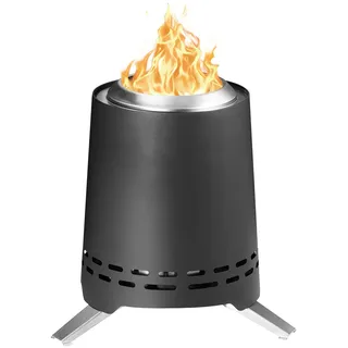Onlyfire Tischfeuer Outdoor mit Tragetasche, Raucharmer Mini Tischkamin, Verbrennt Holz und Pelletbrennstoffe, Tragbare Kamin für Camping, Garten, Terrasse, Edelstahl, Schwarz