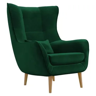 MIRJAN24 Polstersessel Estjano, Ohrensessel, Relaxsessel, Stilvoll Wohnzimmer Sessel (Farbe: Kronos 19) - Grün, Beige