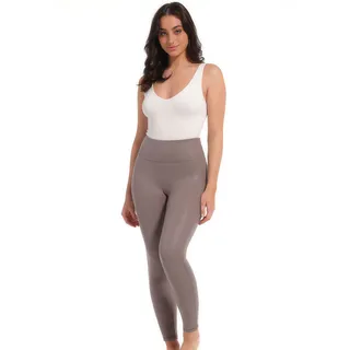 Magic Bodyfashion Leggings »Leather Look Legging« hoch tailliertes Design, keine vordere Mittelnaht, braun