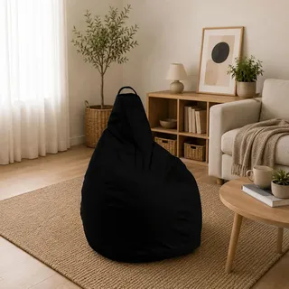 Talamo Italia - Pouf Abner, Mehrzwecksessel, Sitzsack, Hockerhocker, Made in Italy, 90x90 h120 cm, Schwarz
