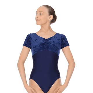 Roch Valley Teresa kurzärmeliges Ballett Trikot aus Samt und Lycra Marineblau 4 (38)