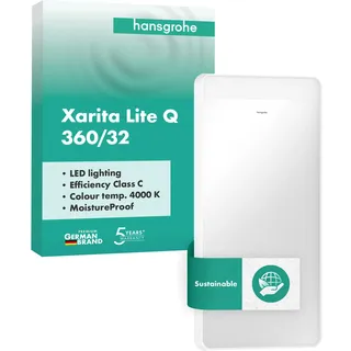 Hansgrohe Xarita Lite Q Spiegel, horizontale LED-Belechtung, 360x30x700mm, Wandschalter, 54955700, Farbe: Mattweiß,