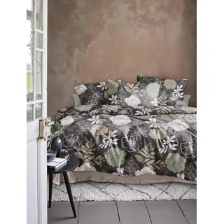 IRISETTE Meran 8687 Blumen/Blätter Feinbiber Grau 135 x 200 cm + 80 x 80 cm