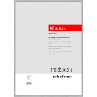 nielsen Bilderrahmen, 42 x 59,4 cm (A2), Aluminium, Silber matt, Posterrahmen zum Aufhängen im Hoch- & Querformat, bruchsicheres Kunstglas, Atlanta